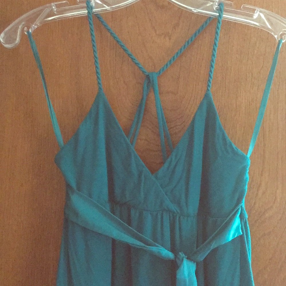 Urban Outfitters teal empire waist mini dress
